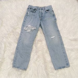Agolde 90s Jeans Light Wash Blue Distressed